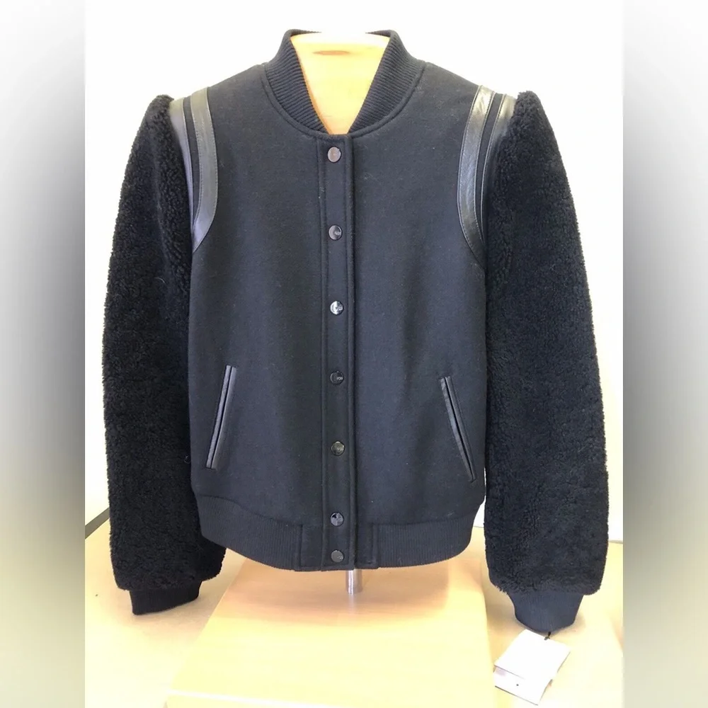 Ugg Black Wool Sheepskin Bomber Jacket